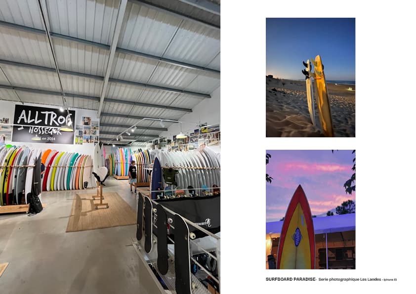 serie de photos de planche de surf a hossgor et vieux bouceau les bains dans les landes